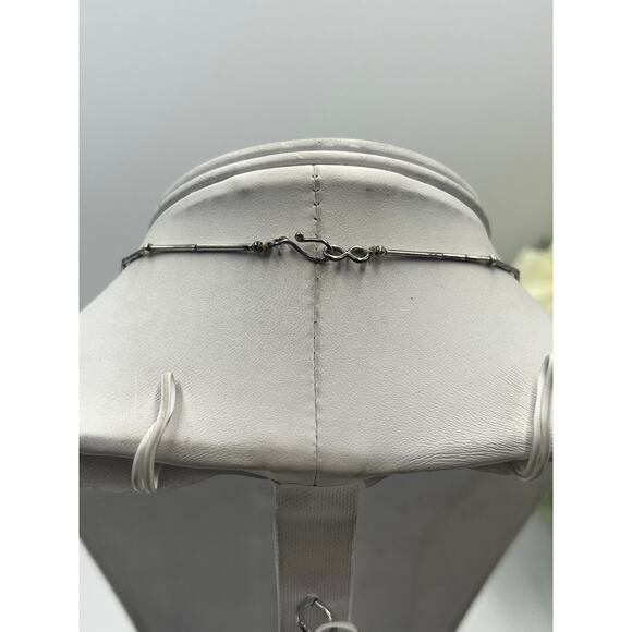 Vintage Southwestern Sterling Silver Turquoise and Shell Beaded Choker Necklace - Picture 6 of 9